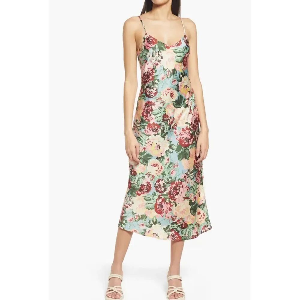 Lost+Wander Emerald Eyes rose teal silky M dress